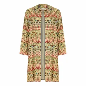 1960s Floral Block Print Swing Overcoat