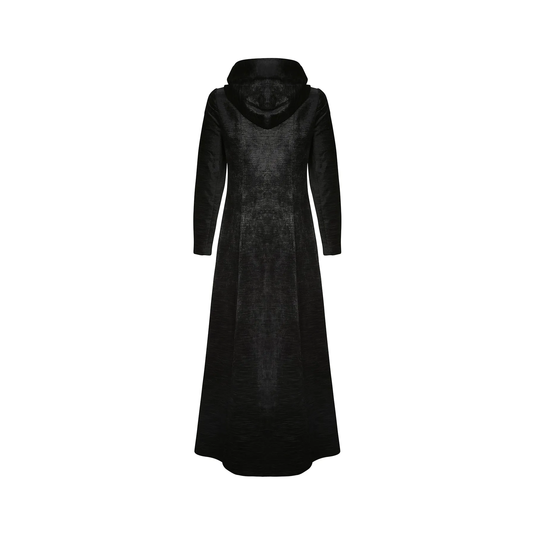 1960s Jeff Banks Clobber Black Velvet Hooded Coat