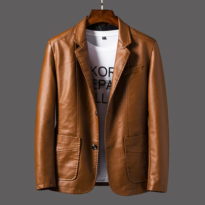 2020 Spring Pu Jackets Men Solid Color Leather Coat Casual Motorcycle Biker Leather Jacket Male Clot