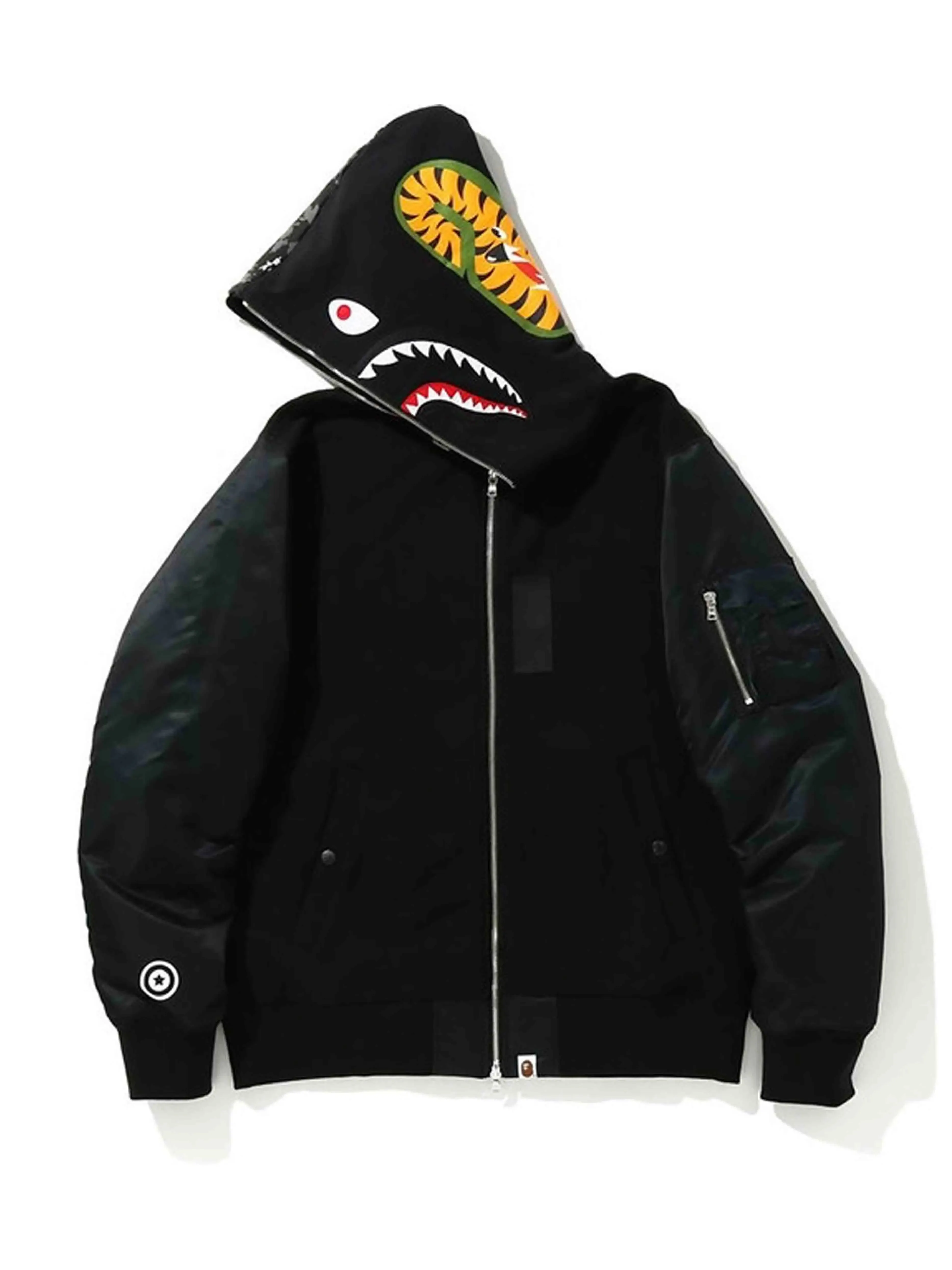 A Bathing Ape Digital Camo Military Shark Full Zip Hoodie Black [SS20]