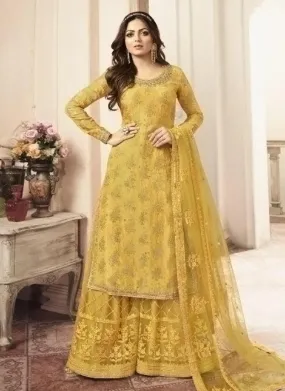 Adorable Yellow Silk Base Embroidered Salwar Suit