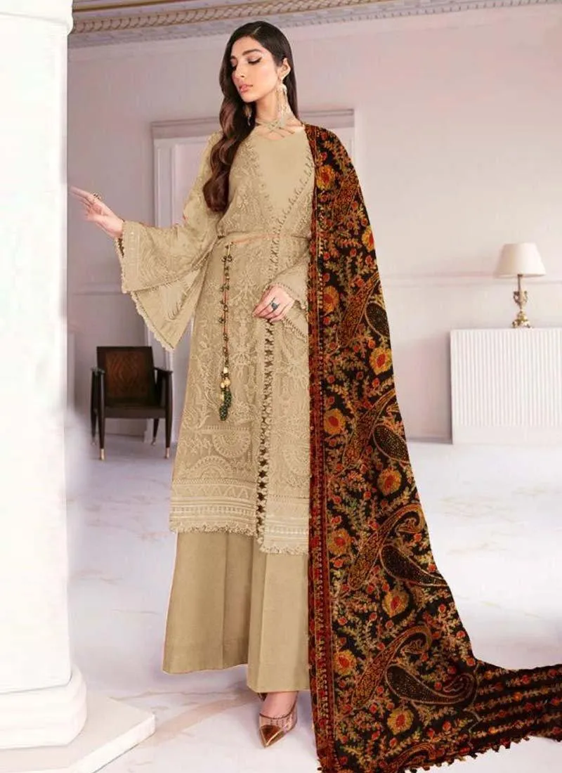 Amazing Georgette Fabric Beige Color Pakistani Palazzo Salwar Suit