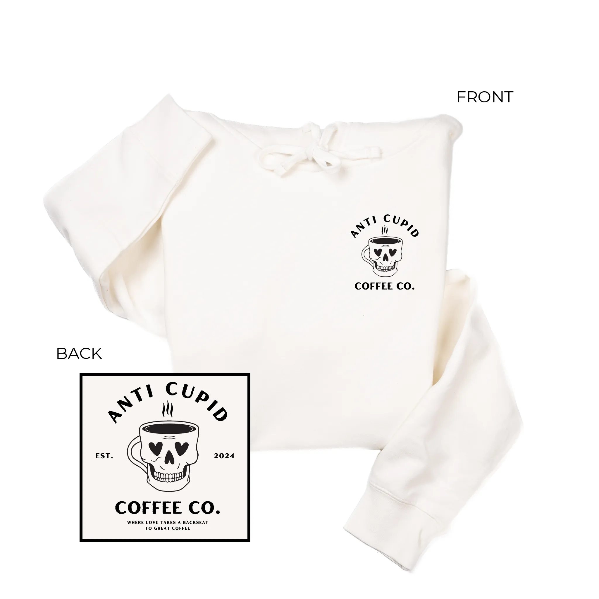 Anti Cupid Coffee Co. (Pocket & Back) - Hoodie (Creme)