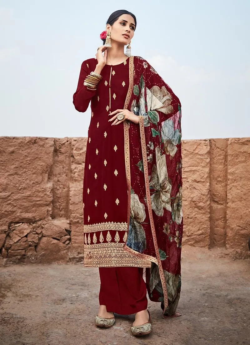 Appreciative Georgette Base Palazzo Suit With Dupatta