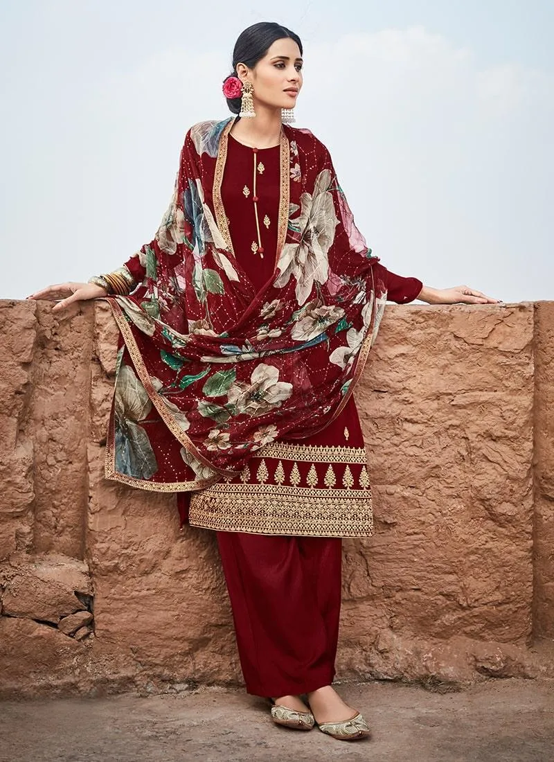 Appreciative Georgette Base Palazzo Suit With Dupatta