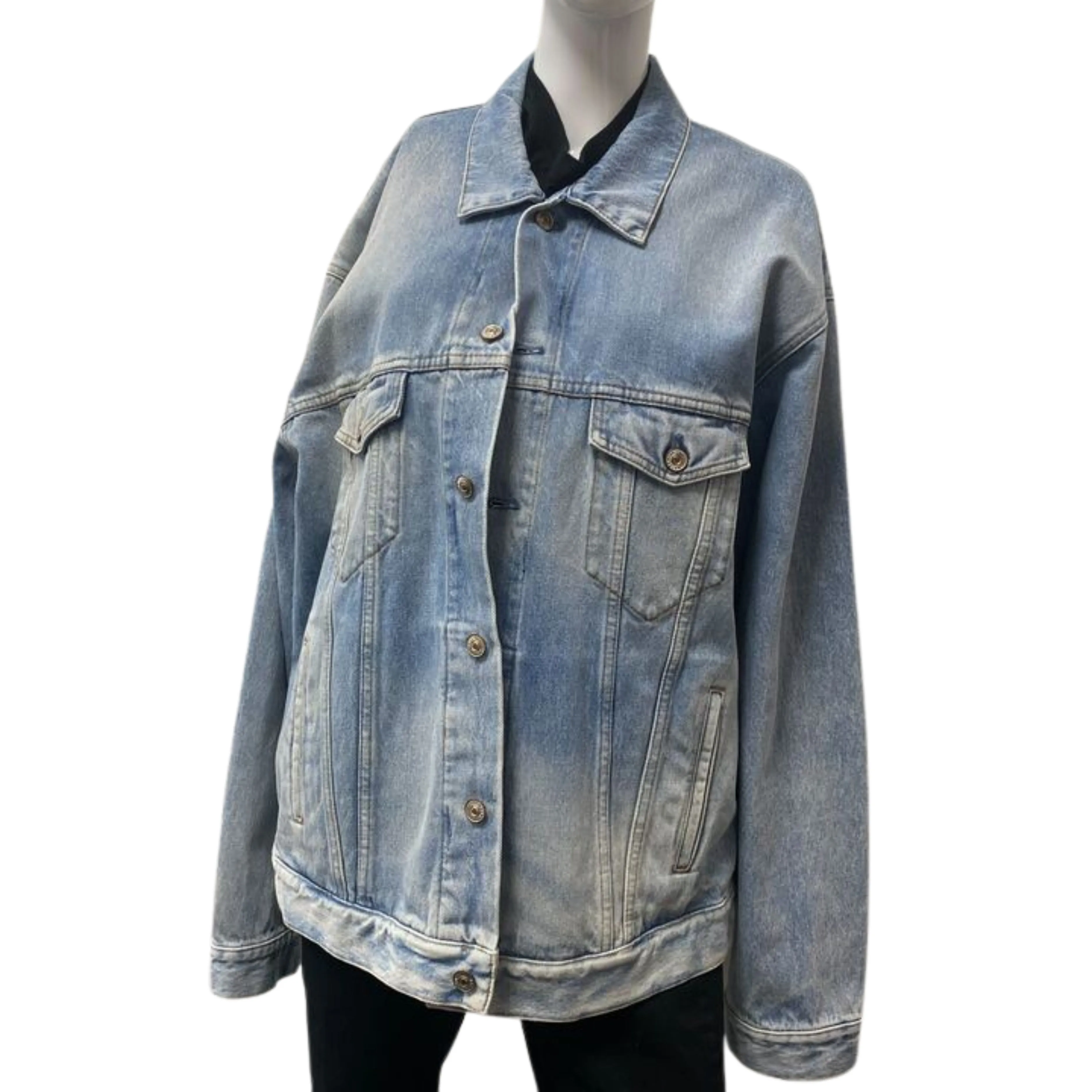 BALENCIAGA - Rainbow Flag Denim Jacket - Light Blue - Size 36