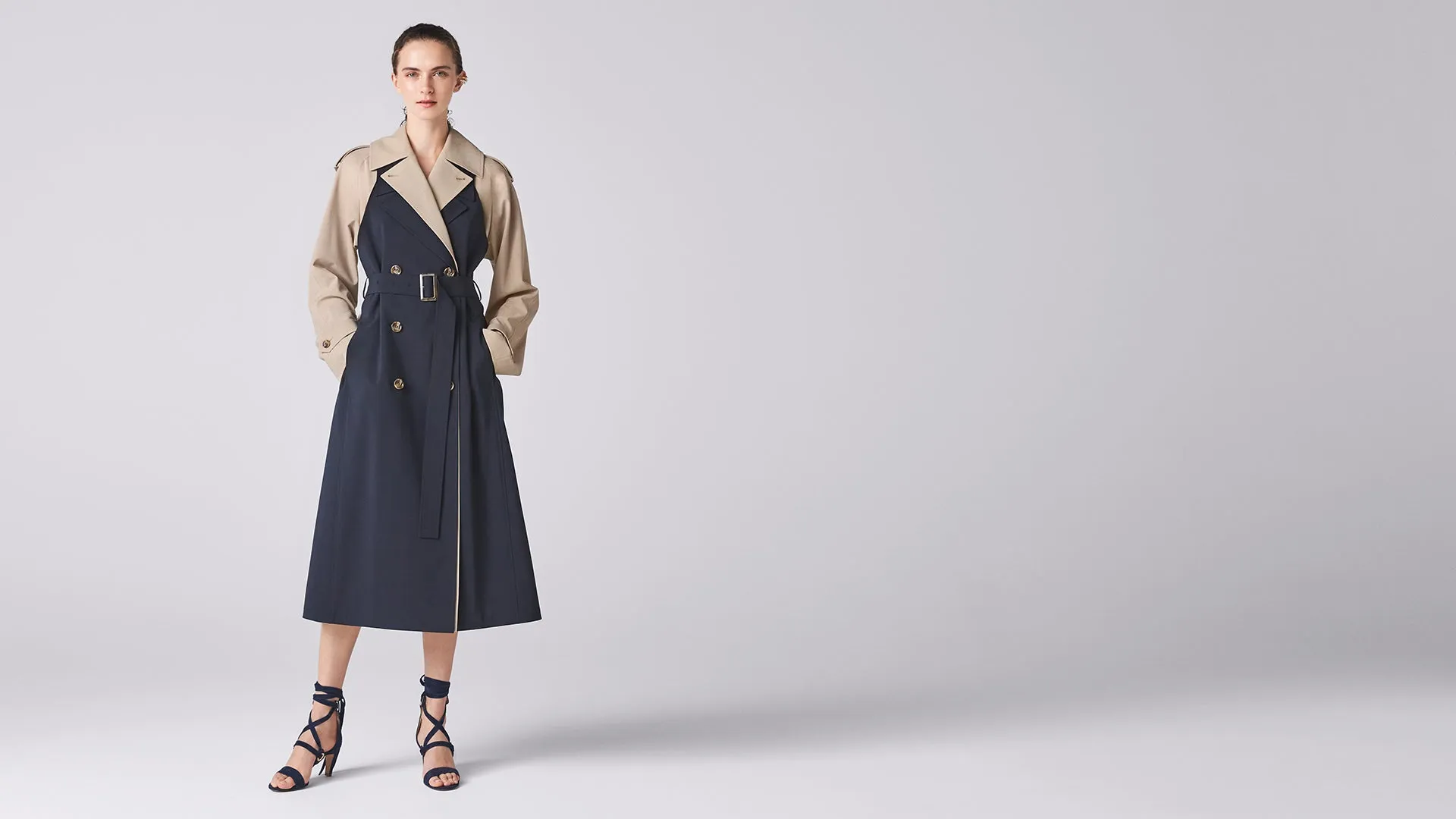 Beige x Navy Bricolage Trench Coat