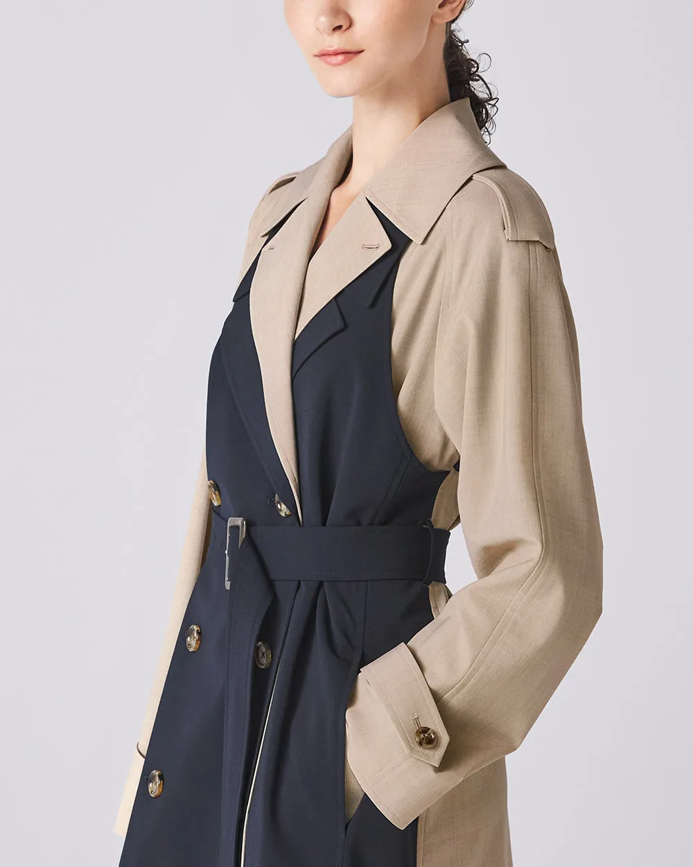 Beige x Navy Bricolage Trench Coat