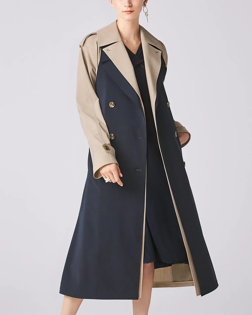 Beige x Navy Bricolage Trench Coat