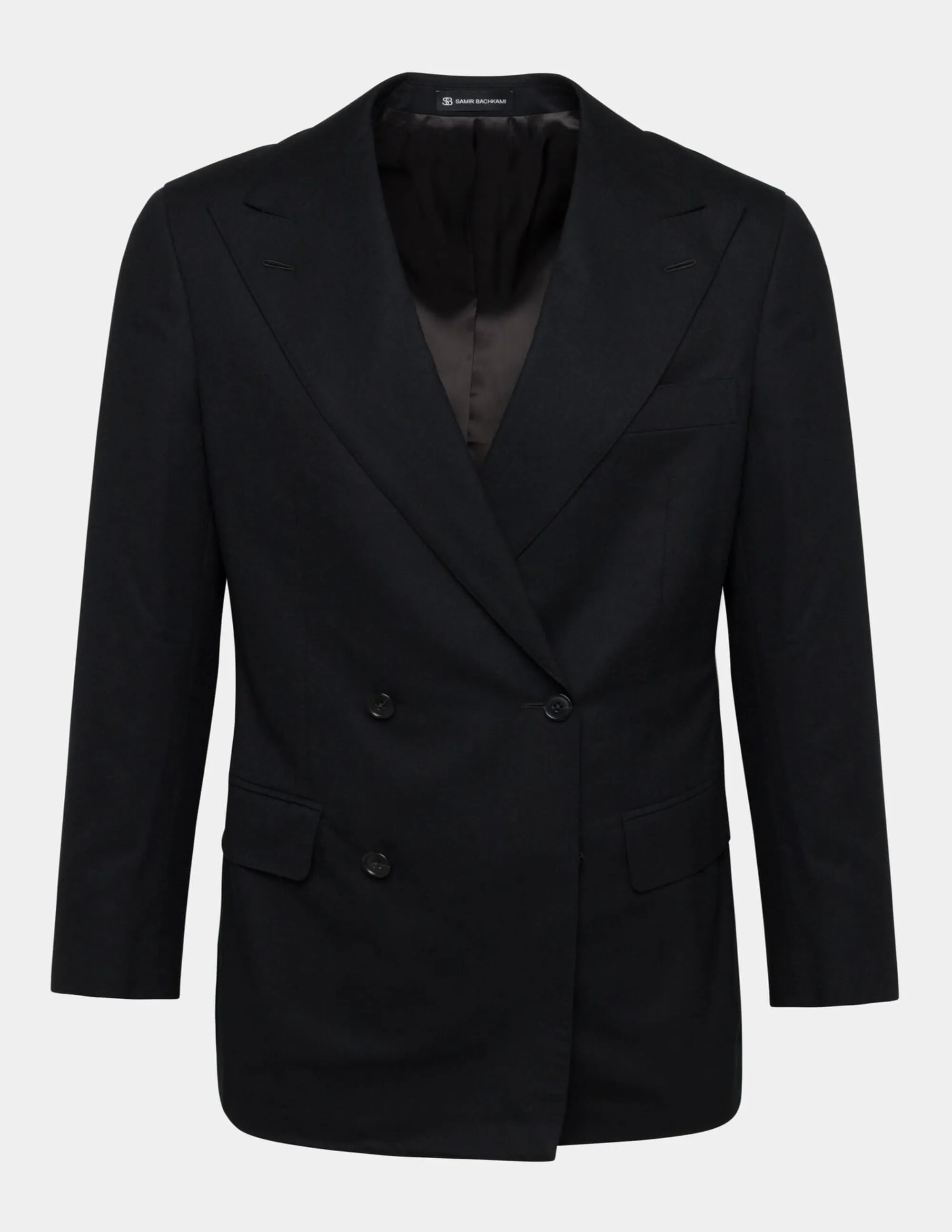 Black Wool Cashmere Double Breasted Suit