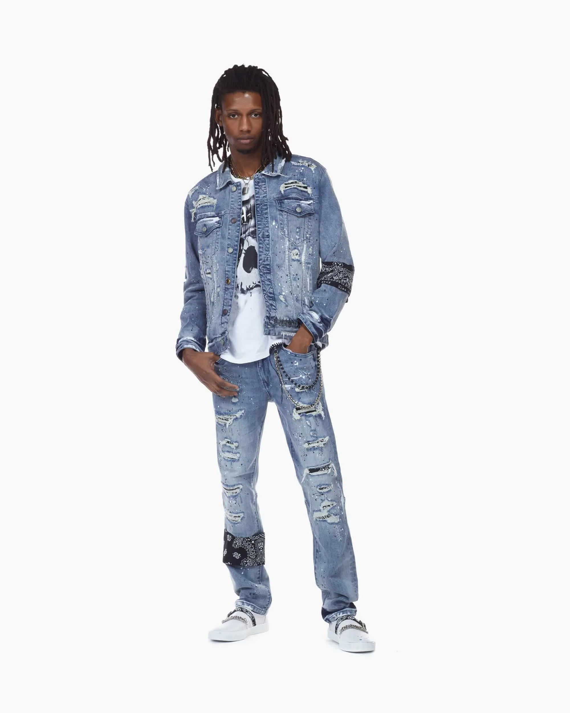 Bleunoir Bandana Jean Jacket - Cerulean Blue