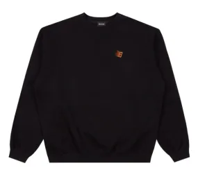 Classic Black Crewneck Sweater with Bronze 56k B Logo Embroidery