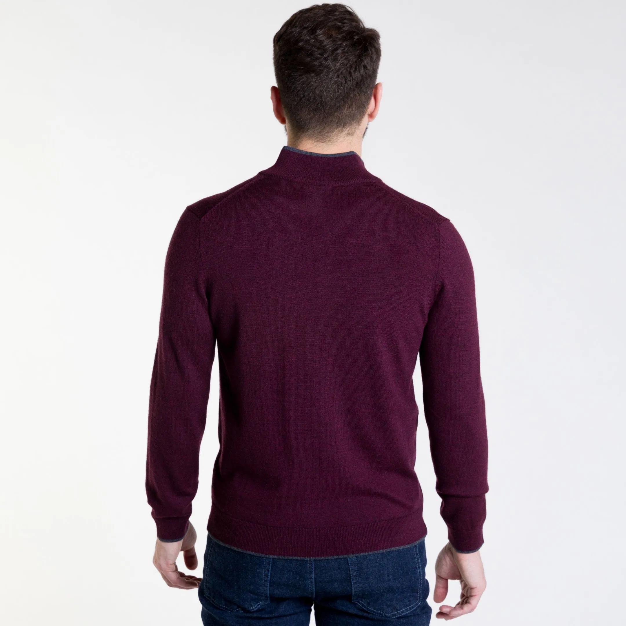 Burgundy Merino Quarter-Zip Sweater