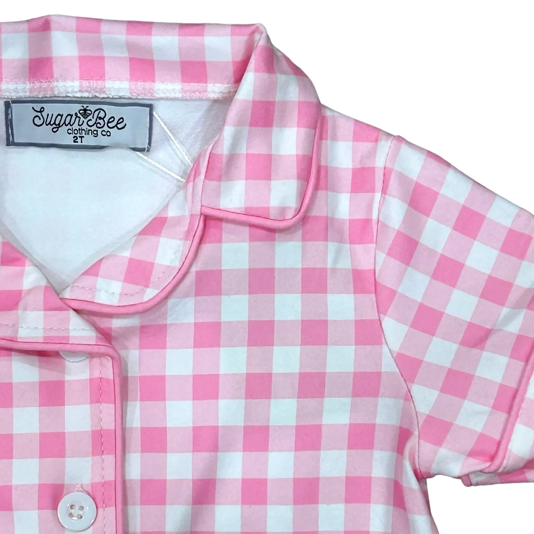 Button Down Pajamas - Pink Gingham