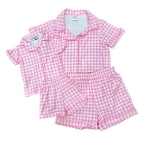 Button Down Pajamas - Pink Gingham