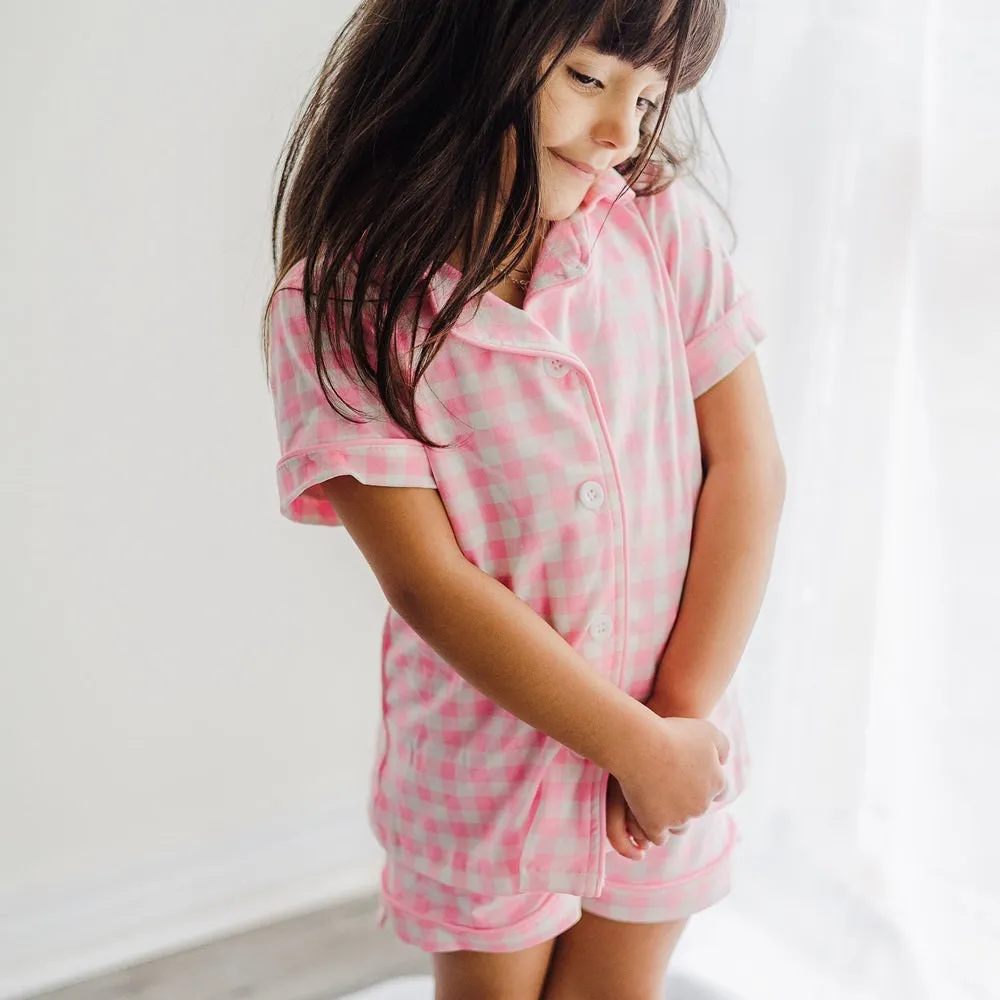 Button Down Pajamas - Pink Gingham