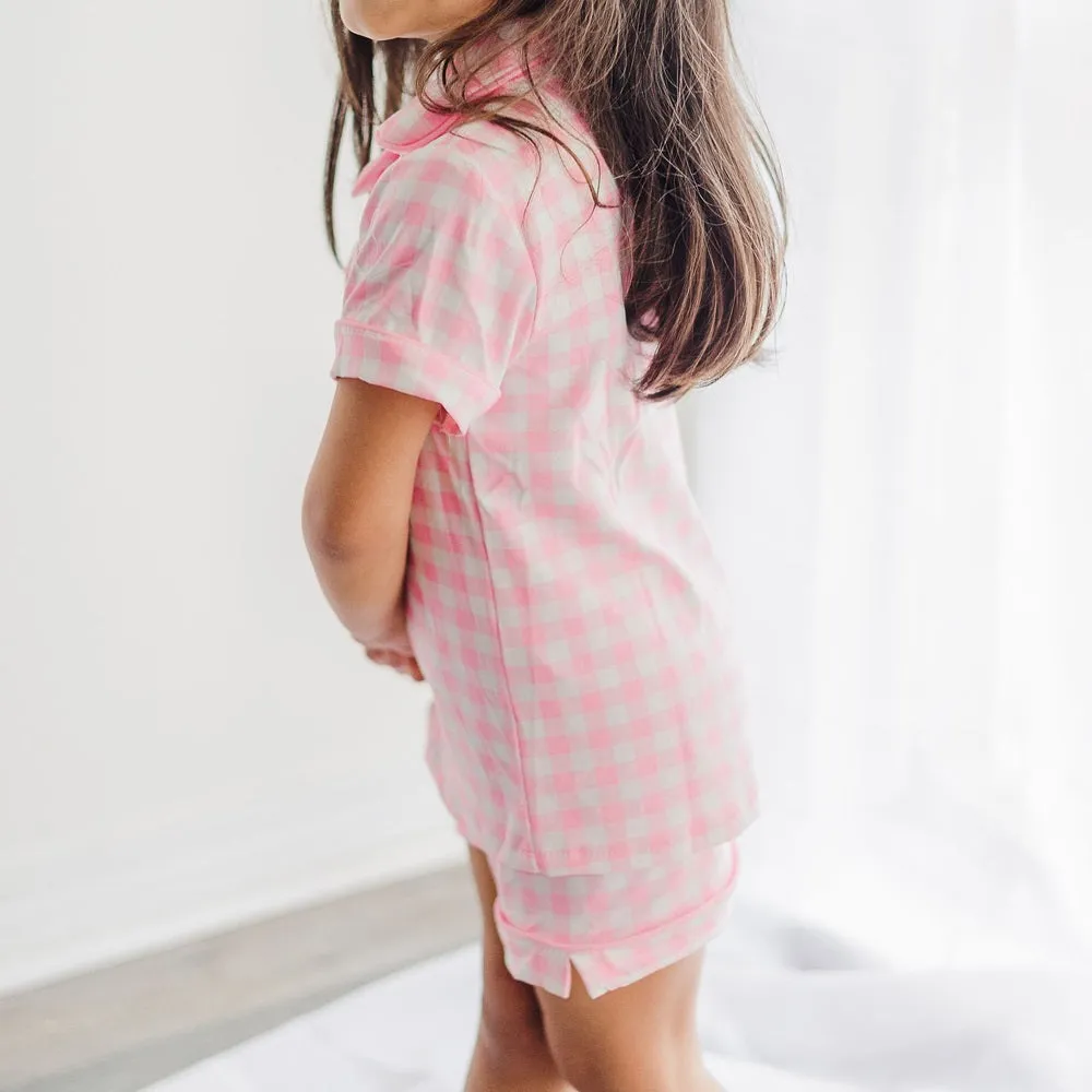 Button Down Pajamas - Pink Gingham