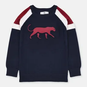 CA Leopard Navy Knitted Sweater 12555