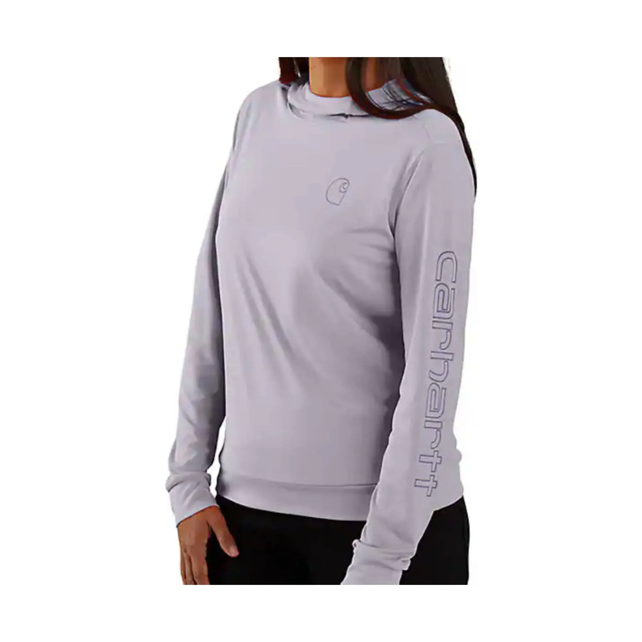 Carhartt Women's Force Sun Defender Relaxed Fit Lightweight Long Sleeve Hooded Graphic T Shirt - Lilac Haze