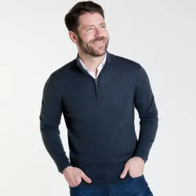 Charcoal Merino Quarter-Zip Sweater