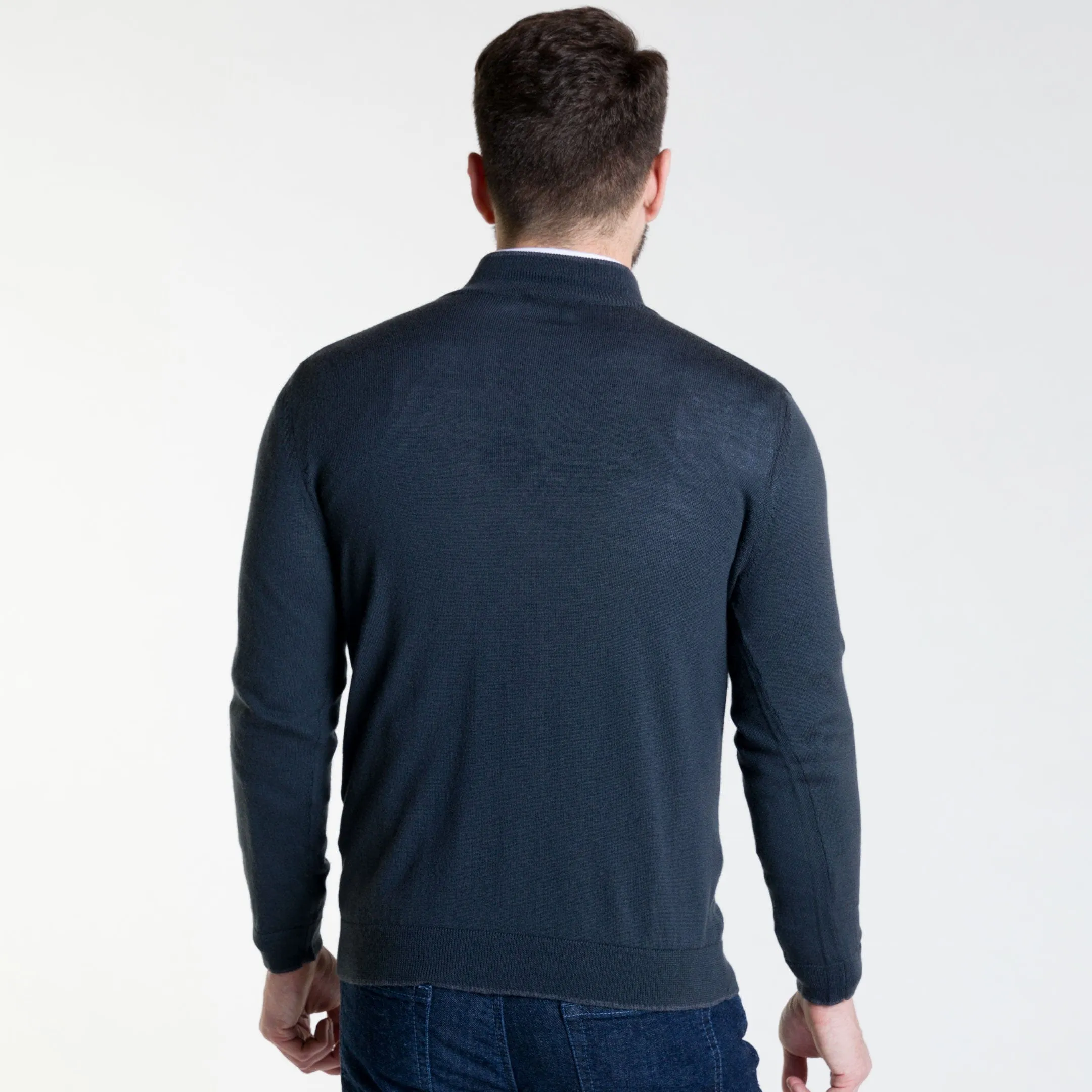 Charcoal Merino Quarter-Zip Sweater