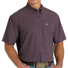 Cinch Men's ArenaFlex Diamond Geometric Print Short Sleeve Shirt - Purple