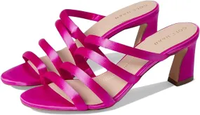 Cole Haan Adella Bright Pink Satin Squared Open Toe Slingback Block Heel Sandals