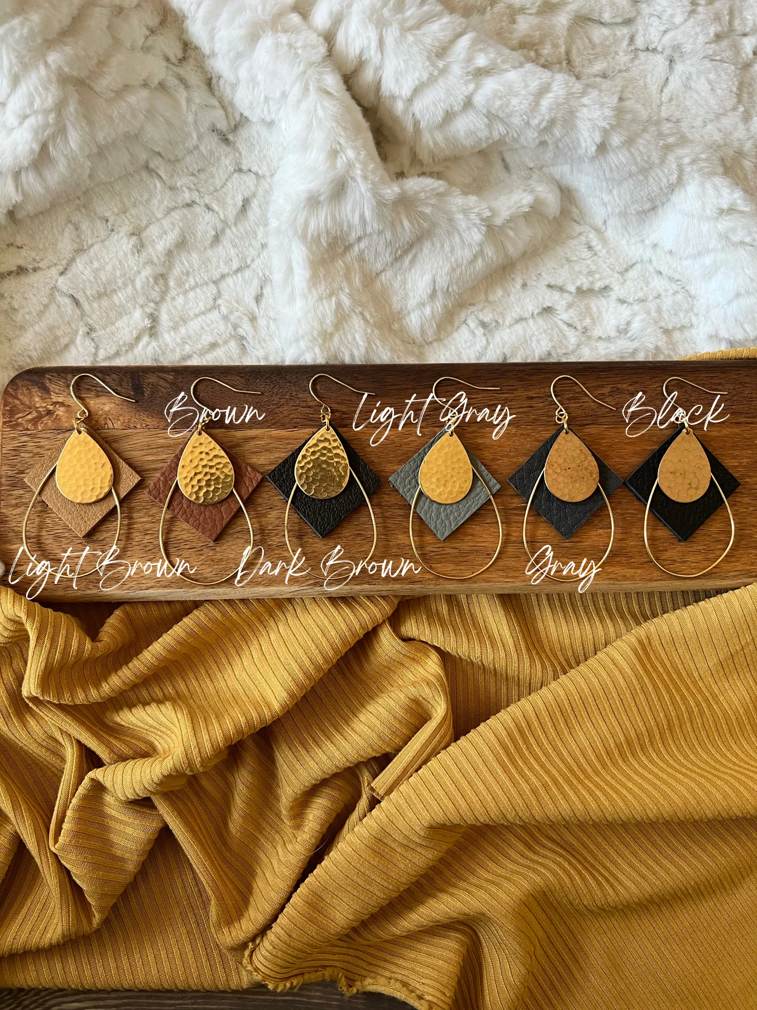 Compass Leather Earrings