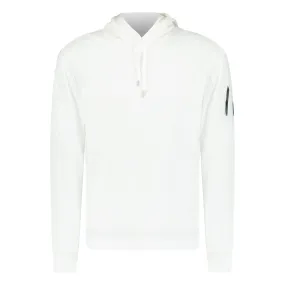 CP COMPANY WHITE LIGHT FLEECE HOODIE