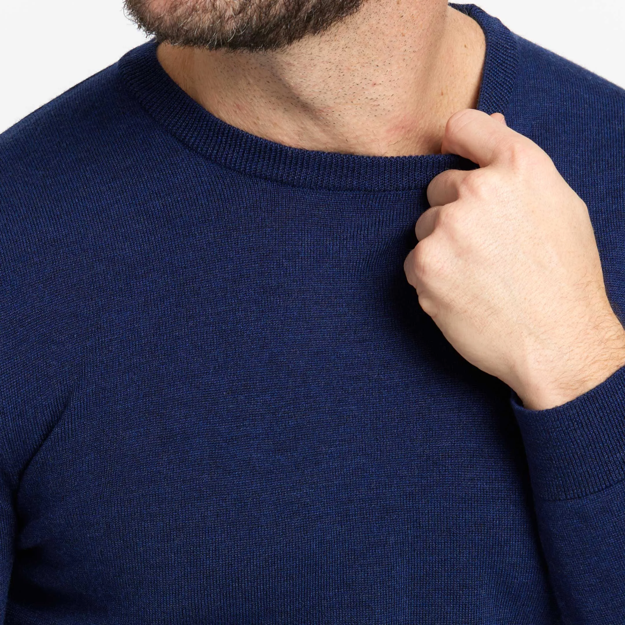 Dark Blue Merino Crew Neck Sweater