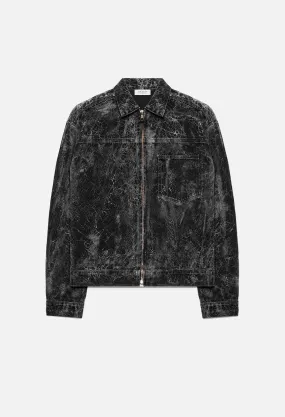 Denim Zip Blouson / Crackle Black