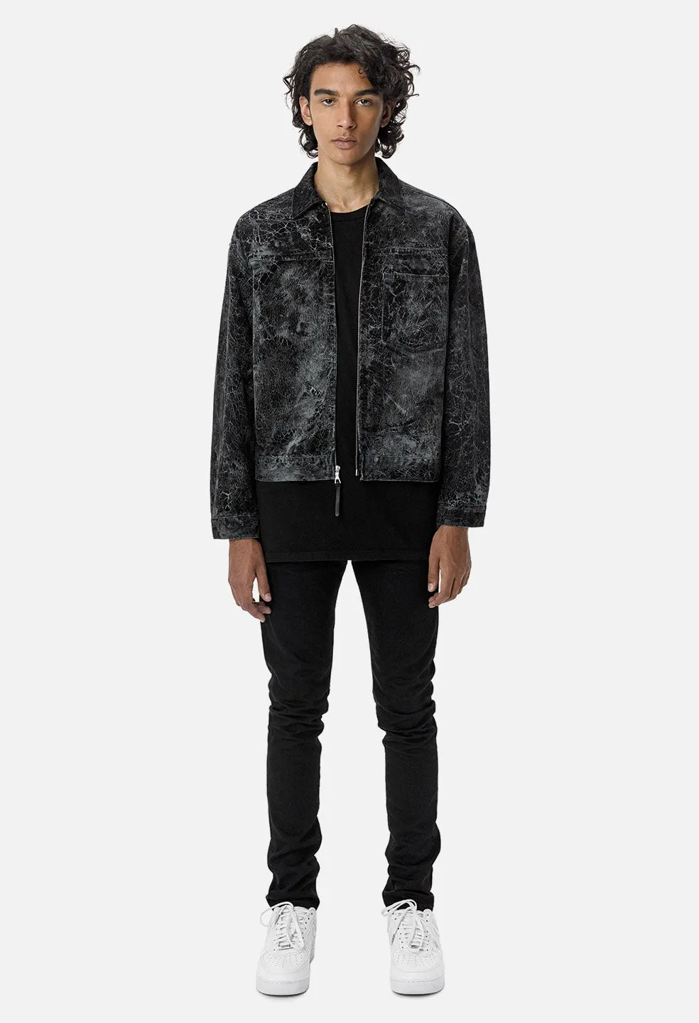 Denim Zip Blouson / Crackle Black