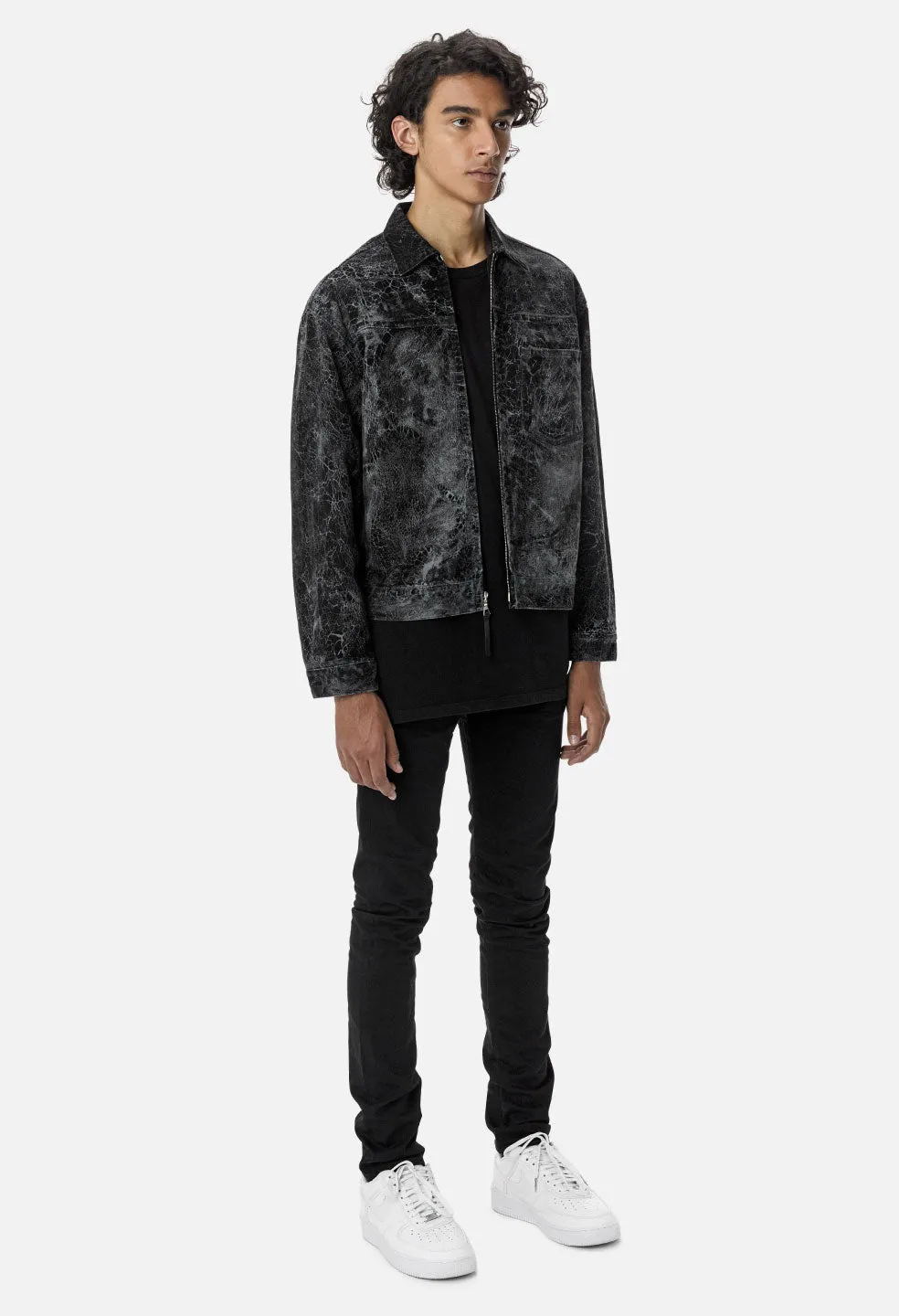 Denim Zip Blouson / Crackle Black