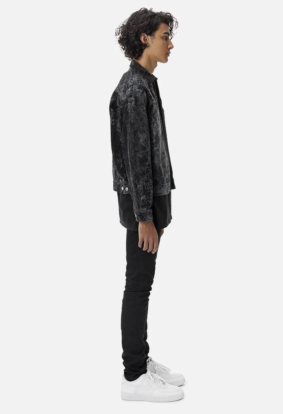 Denim Zip Blouson / Crackle Black