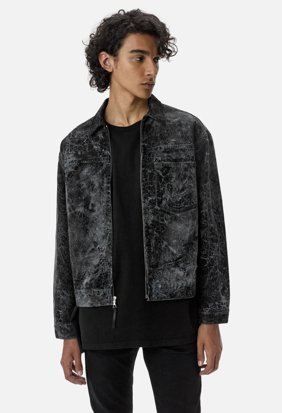 Denim Zip Blouson / Crackle Black