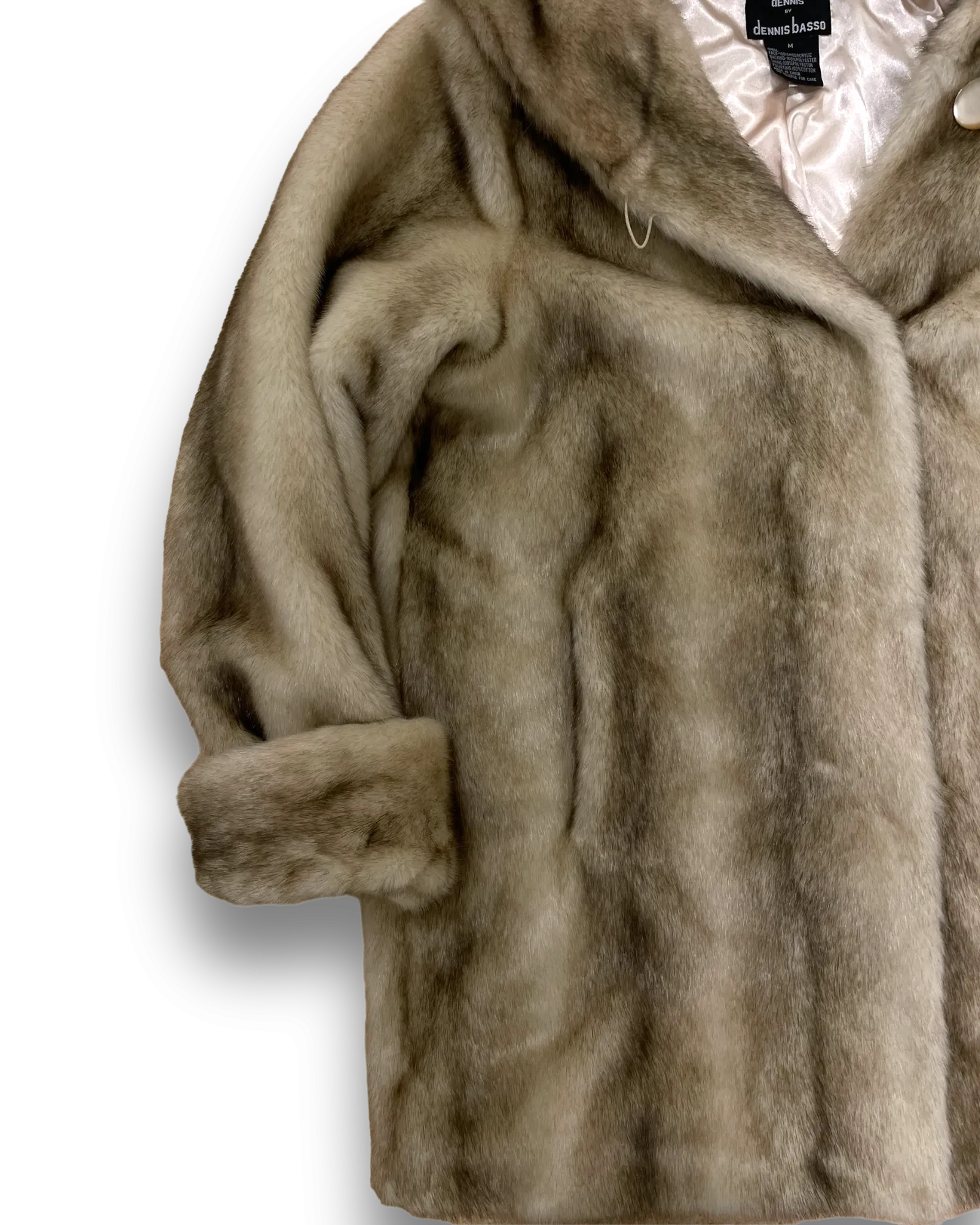 Certainly! To optimize the e-commerce product title, we should include key descriptors that highlight important features, appeal to potential buyers, and improve searchability. Heres an optimized version:

Dennis Basso Luxurious Mid-Length Faux Fur Coat for Women - Chic and Elegant Design