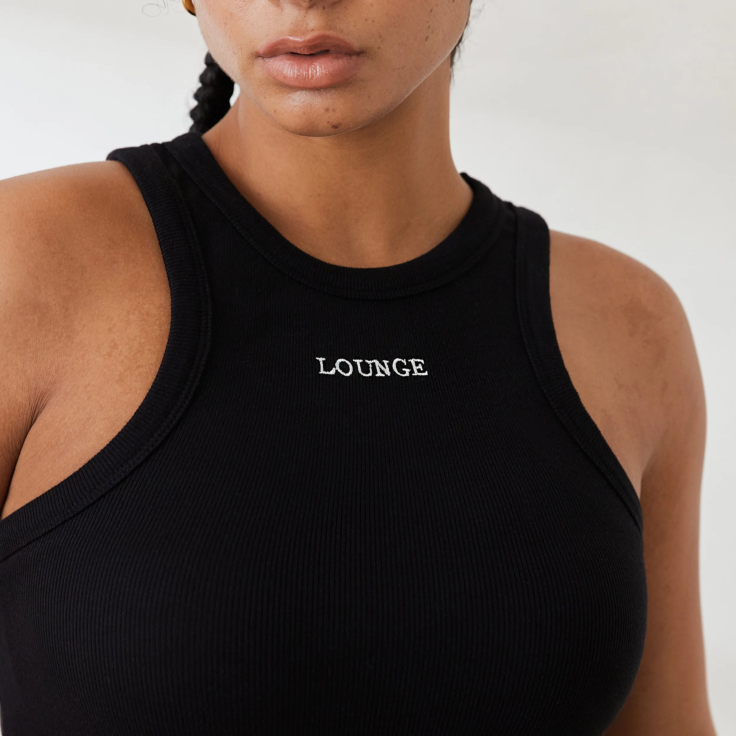 Essential Ribbed Racerback Top - Black