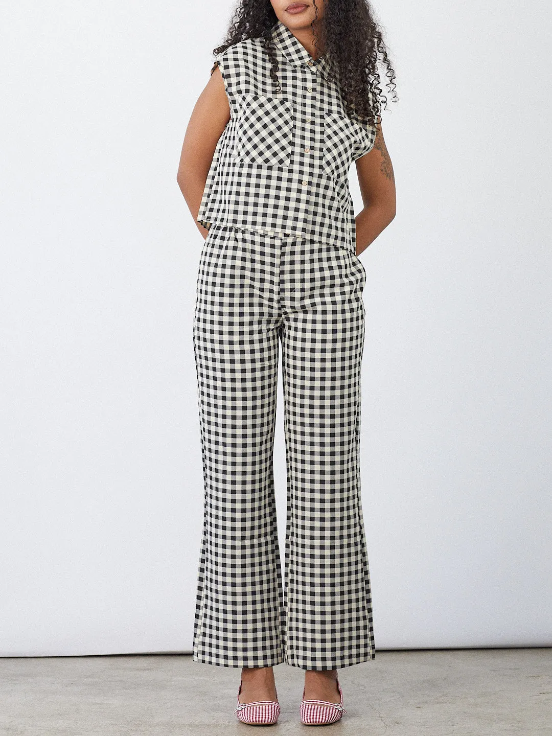 Estelle Button Down - Black Gingham