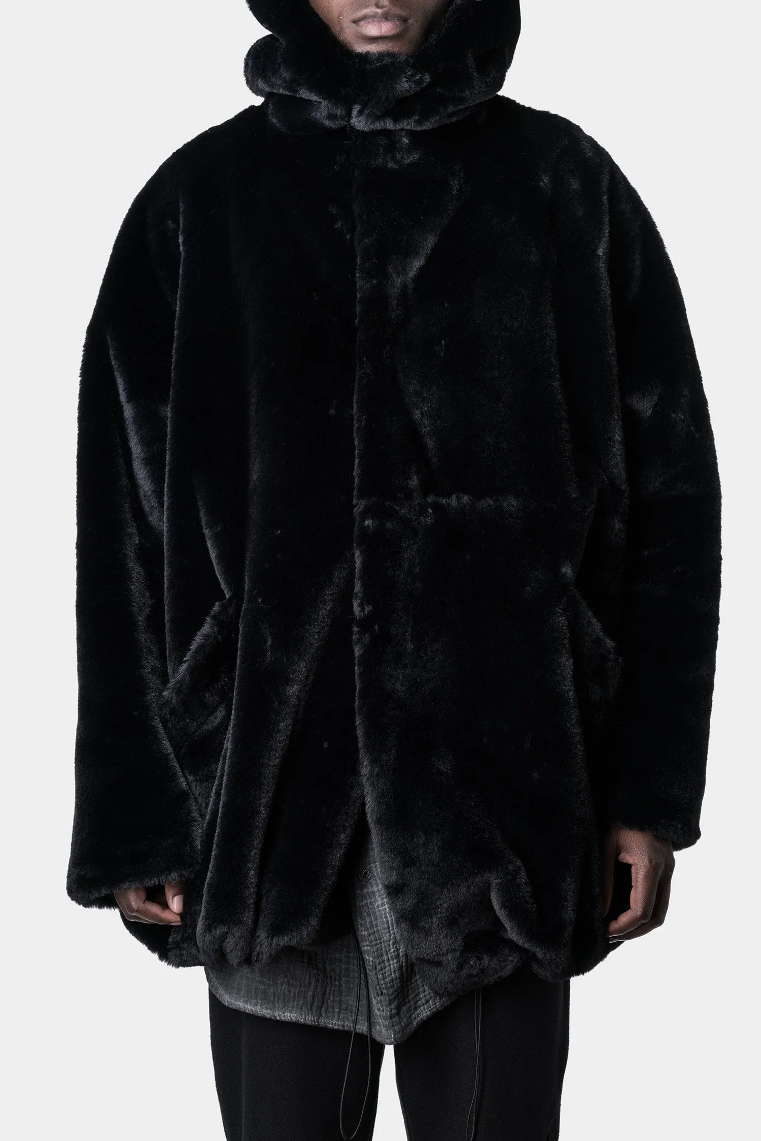 Oversized Hooded Faux Fur Coat - Stylish and Warm Option