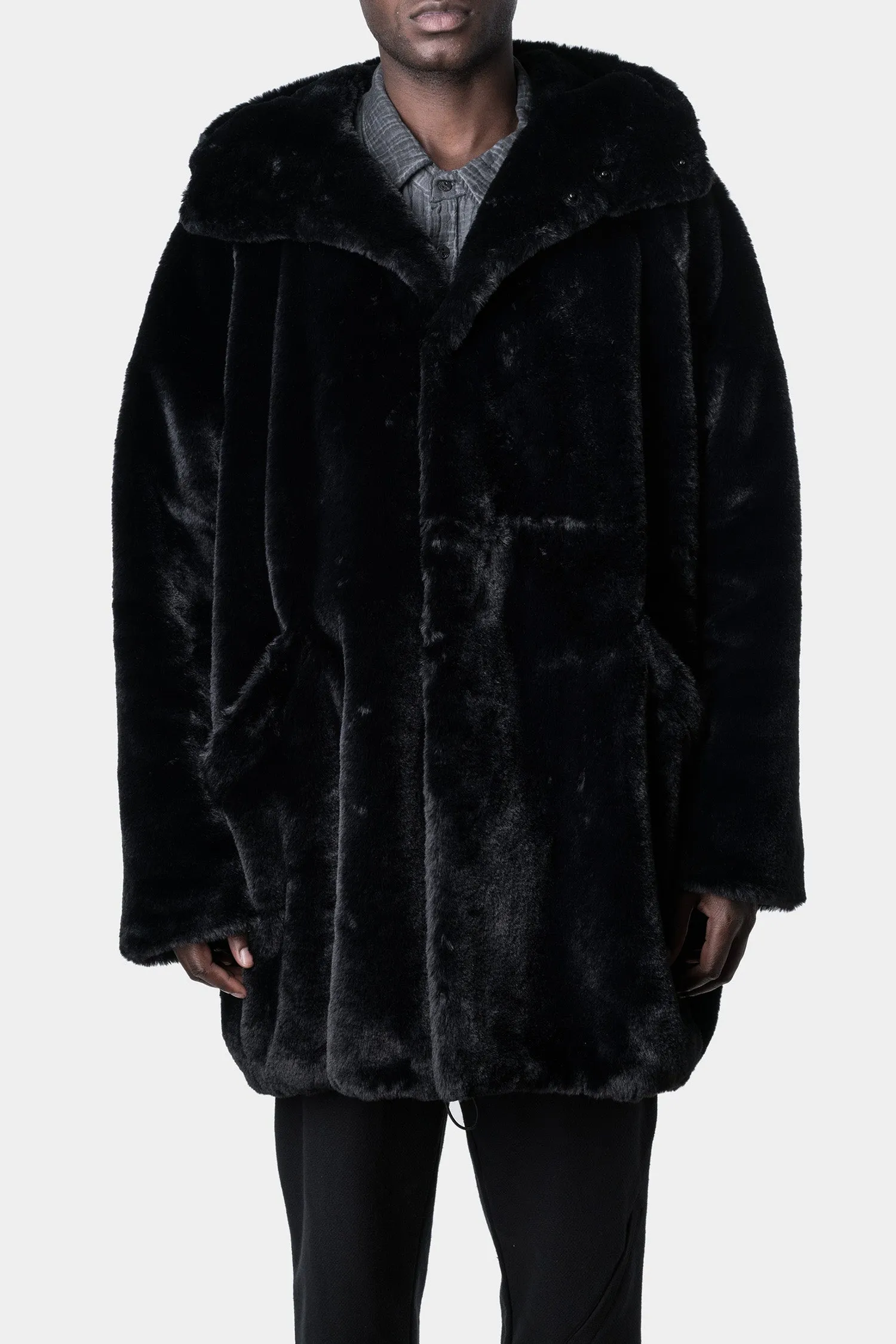 Oversized Hooded Faux Fur Coat - Stylish and Warm Option