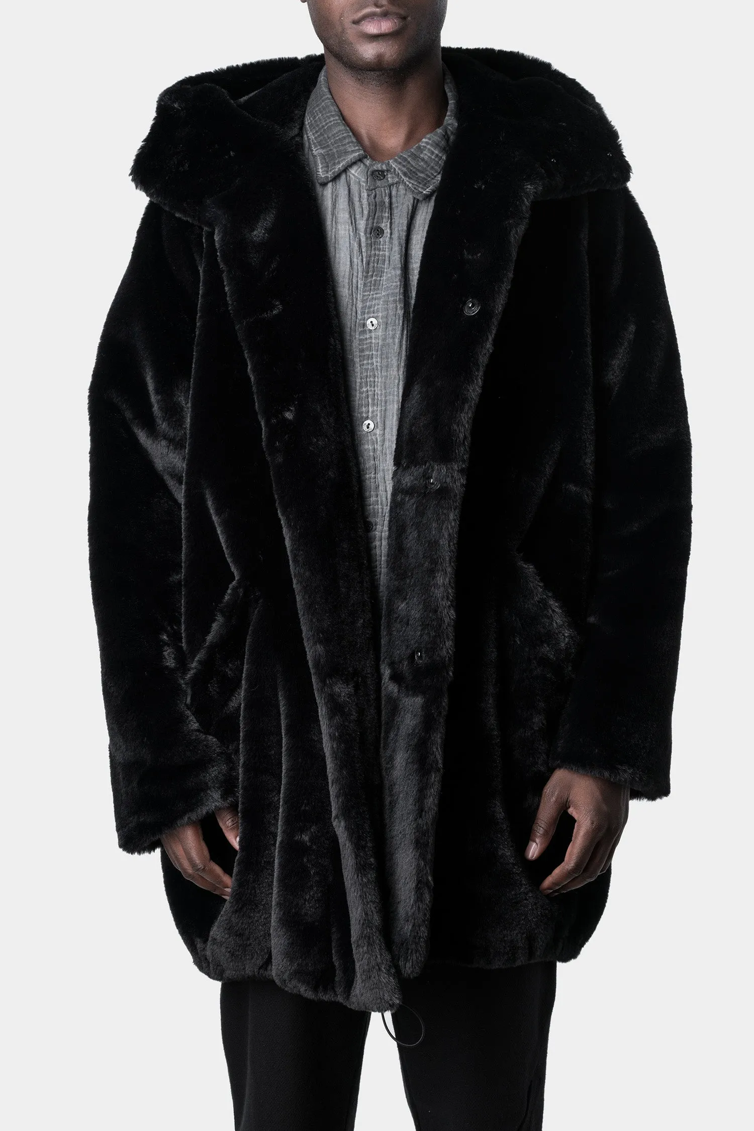 Oversized Hooded Faux Fur Coat - Stylish and Warm Option