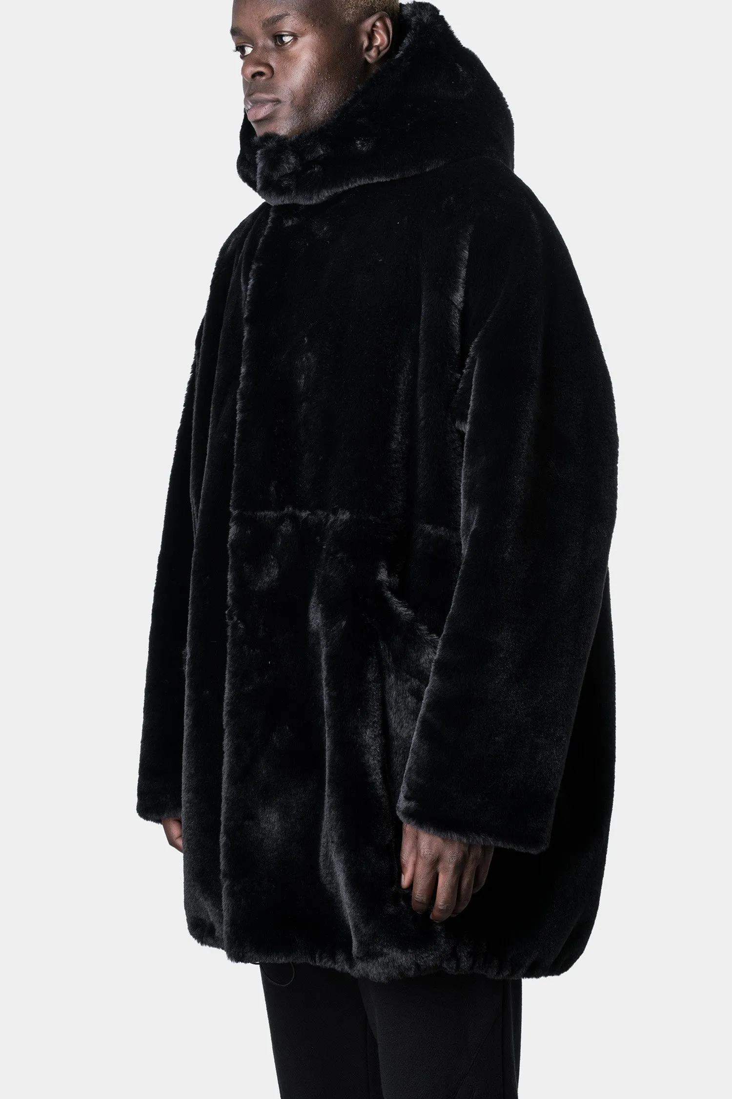 Oversized Hooded Faux Fur Coat - Stylish and Warm Option