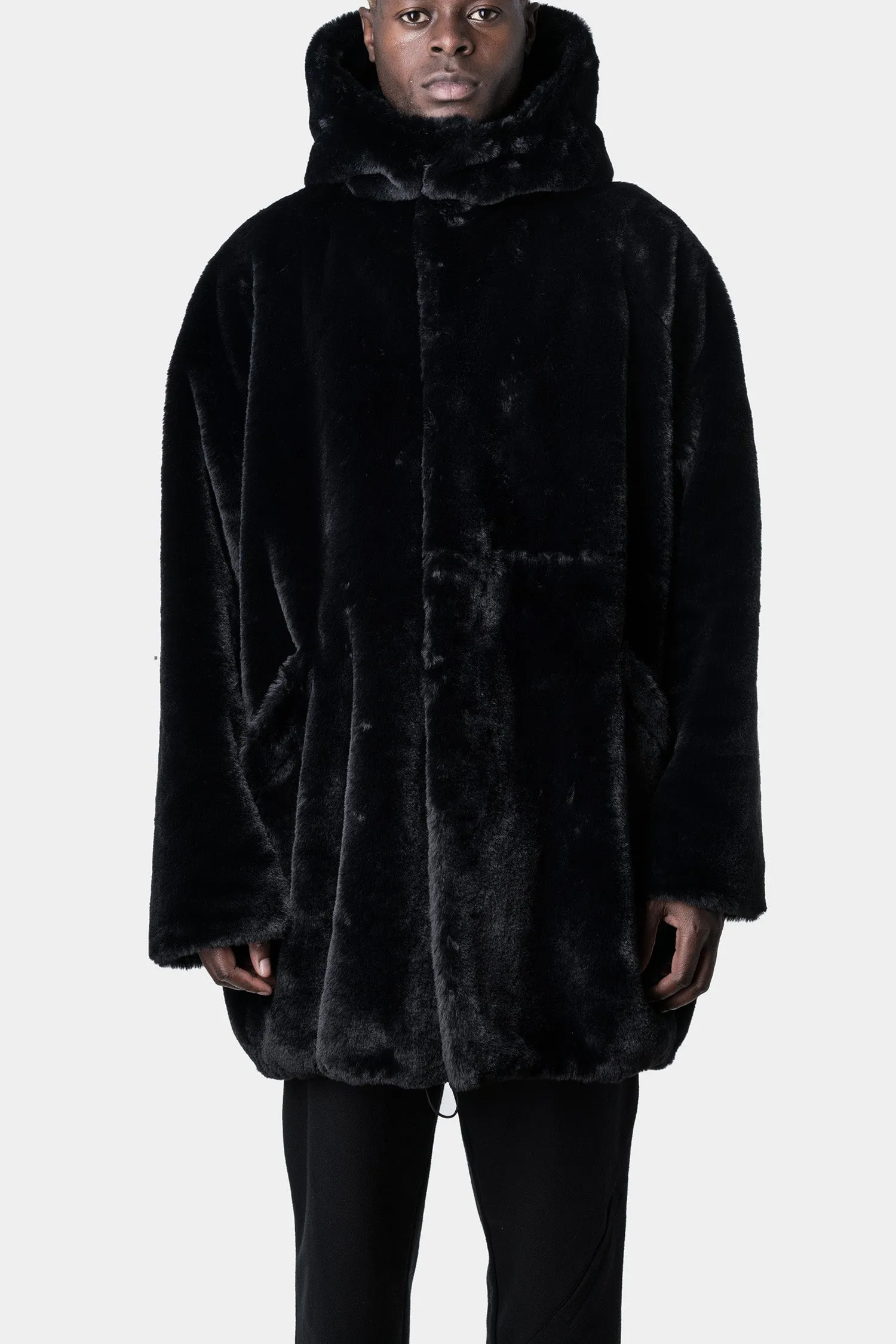 Oversized Hooded Faux Fur Coat - Stylish and Warm Option