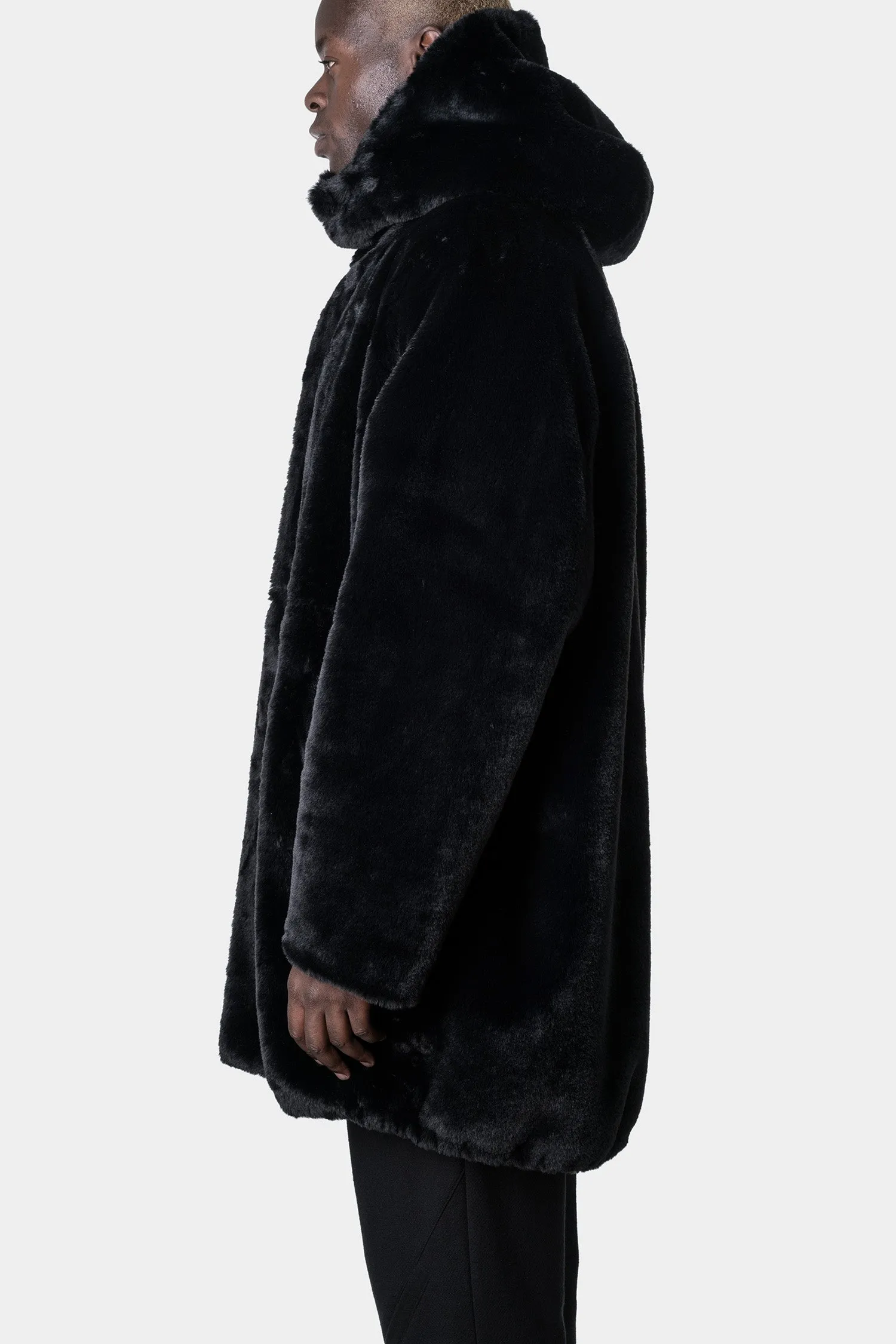 Oversized Hooded Faux Fur Coat - Stylish and Warm Option