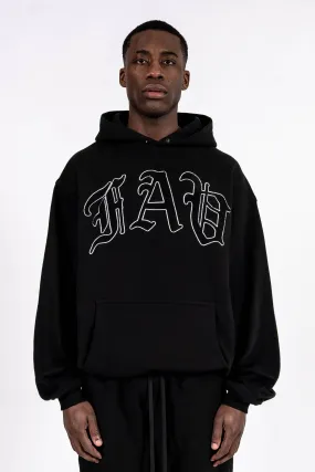 FAV FROTTEE BLACK SNAP BUTTON HOODIE