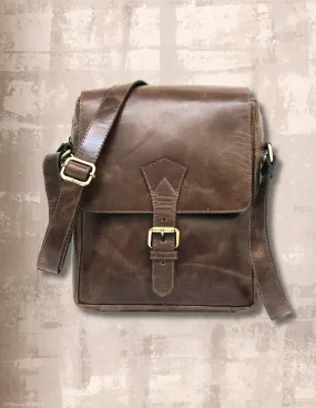 Full-grain Buffalo Leather Sling Messenger Bag - Expresso Brown