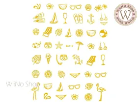 Gold Summer Elements Adhesive Nail Art Sticker - 1 pc (Me110G)