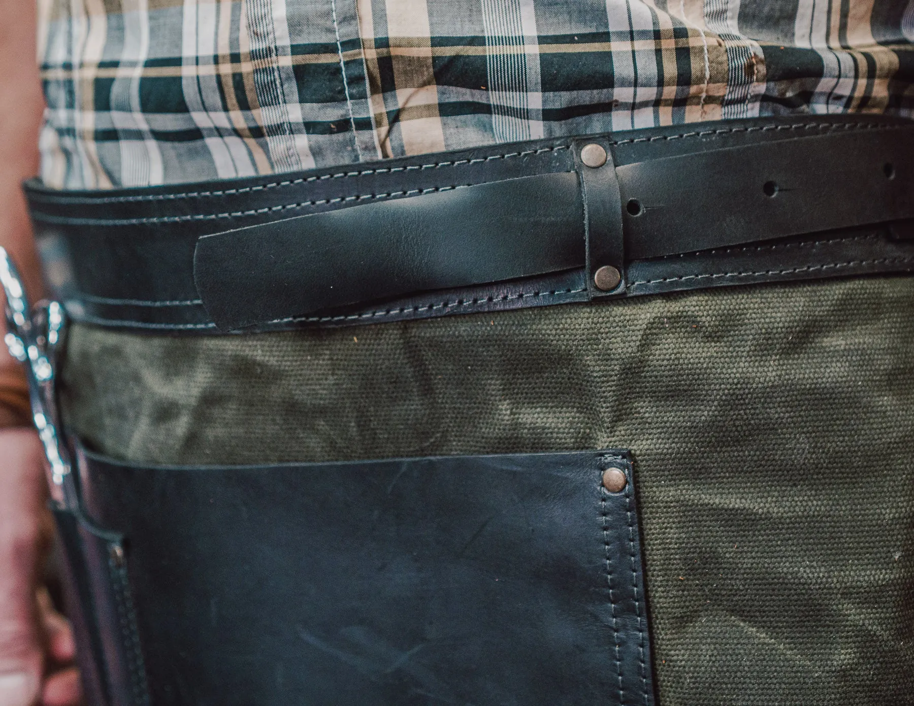 Half Waist Apron | Leather and Waxed Canvas | Handmade