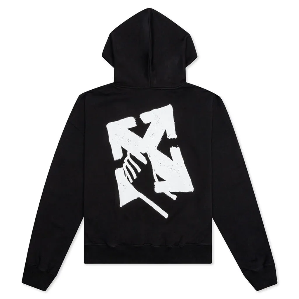 Stylish Hand Arrow Boxy Hoodie in Black and White - Comfortable Casual Wear