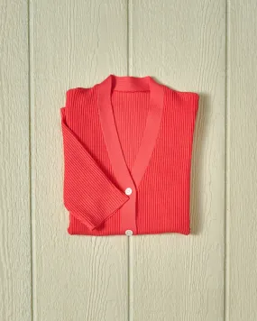 Haven Short Sleeve Knit Cardigan in Coral